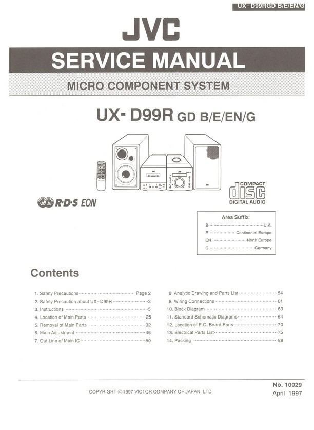 Ux D99r Gd B E En G Jvc Service Manual Highqualitymanuals Com