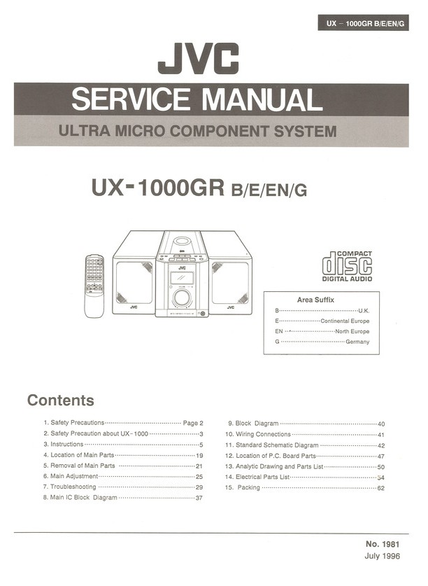 Ux 1000gr B E En G Jvc Service Manual Highqualitymanuals Com