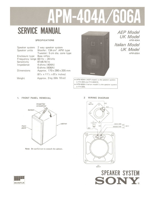 APM 404A Sony Service Manual HighQualityManuals