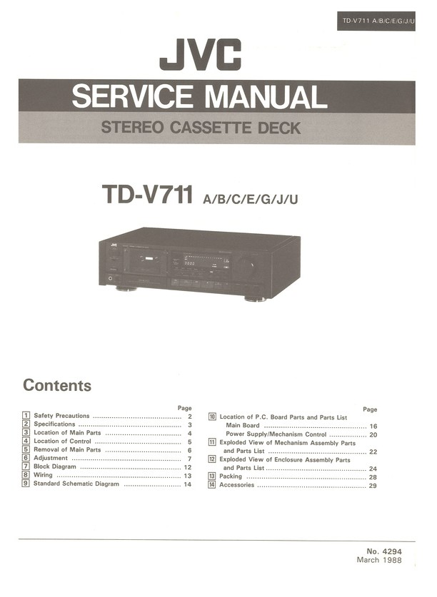 Td V711 A B C E G J U Jvc Service Manual Highqualitymanuals Com