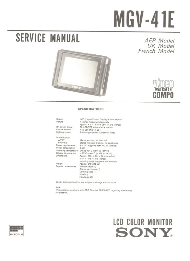 Mgv 41e Sony Service Manual Highqualitymanuals Com